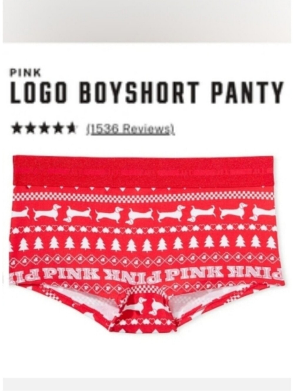 Victoria's secret pink logo stretch cotton boyshort panty CHRISTMAS